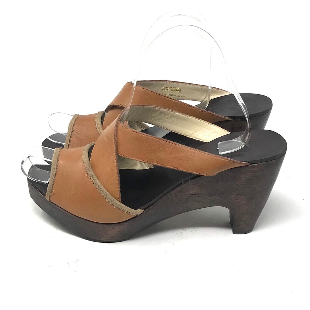 MNG Wooden Heel Leather Sandals